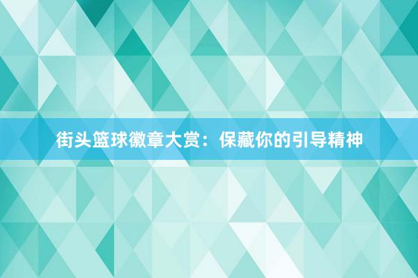 街头篮球徽章大赏：保藏你的引导精神